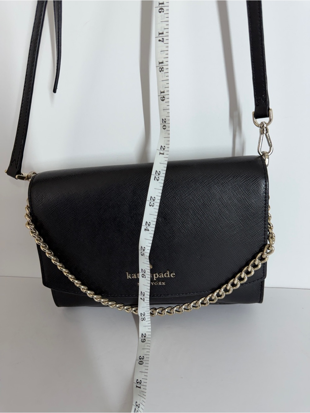 Kate Spade Womens Carson Saffiano Leather Flap Crossbody Bag Black Casual Chic - Picture 10 of 10